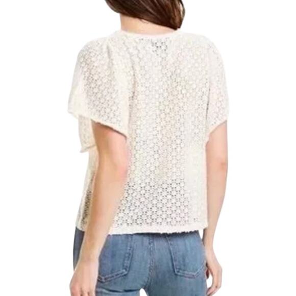 Madewell Texture & Thread Eyelet Flutter-Sleeve Top, Size XS - Picture 8 of 8